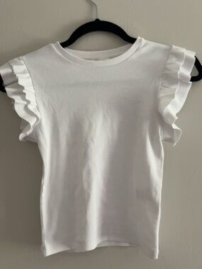 Francesca's Collections White Ruffle Sleeve Knit Top